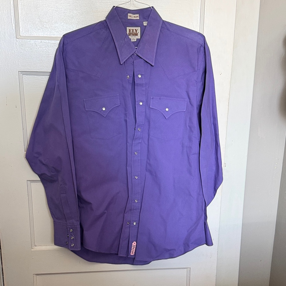 Ely Cattleman Men's Rich Purple Casual Shirt